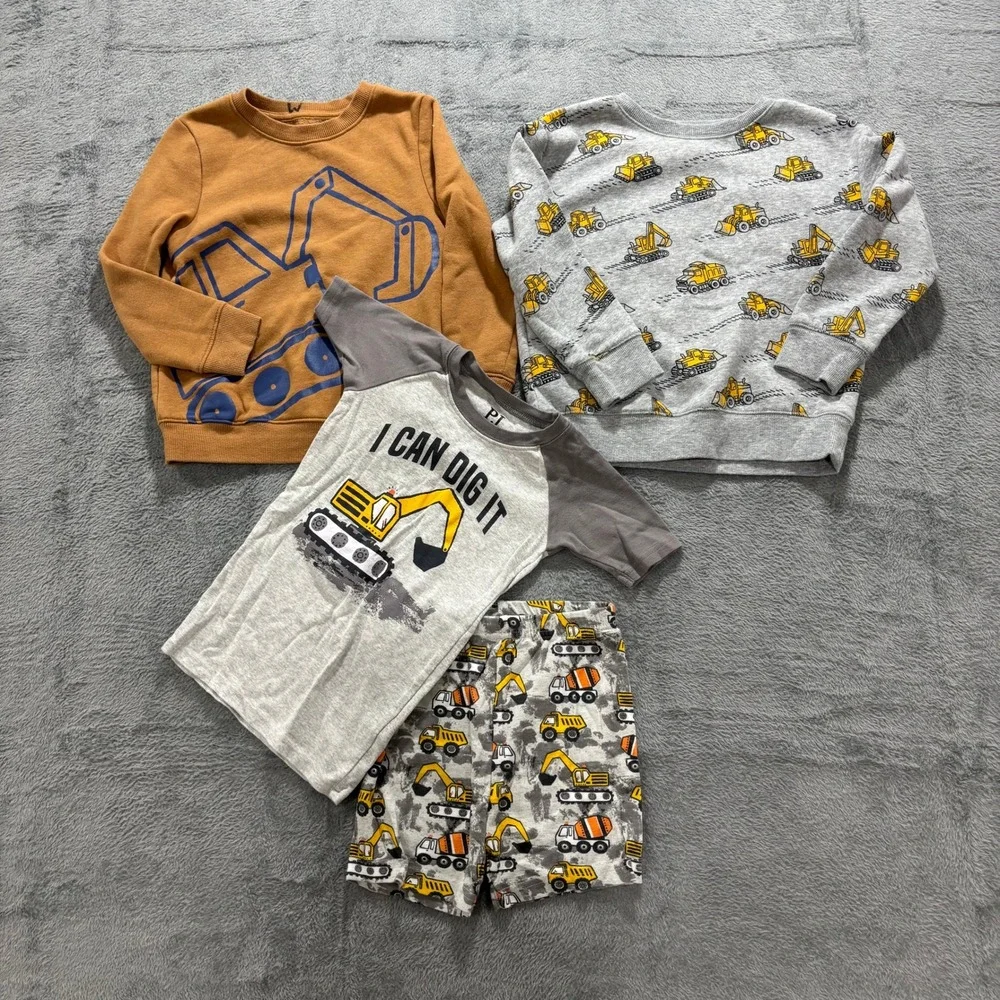 PJ Place Jumping Beans Cat & Jack 5T Gray Brown Construction Pajamas Sweatshirt